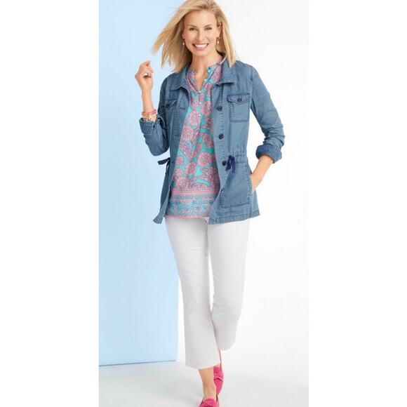 Talbots Blue Classic Field Jacket Collared Lightweight Button Up Jacket Size 1XP - Picture 4 of 12